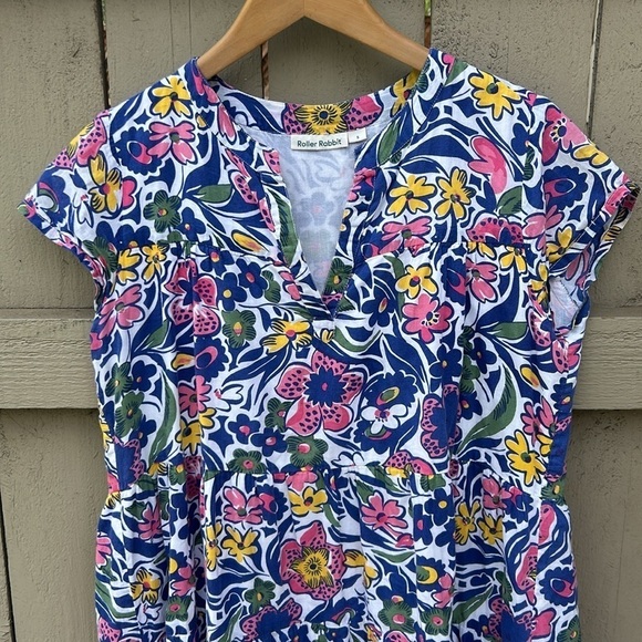 Roller Rabbit Chahchas Pamela Dress Bohemian Festival Hippie Floral Sz S - Picture 2 of 6